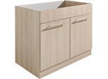 Spülenschrank WIHO KÜCHEN "Filo", beige (front und korpus: vicenza eiche hell), B:100cm H:82cm T:57cm, Schränke, Spülenschrank, 100 cm breit, ohne Arbeitsplatte