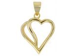Kettenanhänger ADELIA´S "stylischer Herz Anhänger aus 925 Sterling Silber", gold, Schmuckanhänger, Damen, Silber 925 (Sterlingsilber), Kettenanhänger