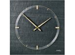 Wanduhr AMS "W9516", gold (schwarz, goldfarben), Wanduhren, B/H/L: 30cm x 30cm, Wanduhr, Made in Germany, Schiefer, Wohnzimmer, Esszimmer, Küche, Arbeitszimmer