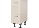 Unterschrank NOBILIA "Laser", vormontiert, mit höhenverstellbaren Sockelfüßen, in den", beige (front: sand, korpus: sand), B:30cm H:87cm T:58,3cm, Schränke, Unterschrank, Breiten 30, 45, 60 und 90 cm, mit Schubkasten und Auszügen