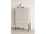 Wäscheschrank OTTO HOME "Jukon, moderner griffloser Kleiderschrank, Metallfüsse, Made in Europe", beige (kaschmir), B:90cm H:150cm T:50cm, FSC-zertifizierter Holzwerkstoff, Melamin, Metall, Schränke, Mehrzweckschrank,2 Schubladen, 2 Türen, FSC-zertifiziert
