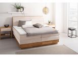 Boxspringbett OTTO HOME "JENNA in verschiedenen Farben und Breiten erhältlich", beige (sabbia), B:204cm L:216cm, Komplettbetten, Boxspringbett, LED-Beleuchtung, mit zertifizierten, recycelten Bezugsstoffen