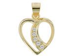 Kettenanhänger ADELIA´S "eleganter Herz Anhänger aus 925 Sterling Silber", gold, Schmuckanhänger, Damen, Silber 925 (Sterlingsilber), Kettenanhänger