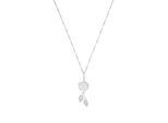 Kette mit Anhänger AMOR "Rosenblüte/Blätter", silber (silberfarben, weiß), Halsketten, Damen, Silber 925 (Sterlingsilber), L: 42 B: 1mm, mit Zirkonia (synth.) - mit Perlmutt, B:1mm