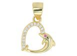 Kettenanhänger ADELIA´S "stylischer Herz Anhänger aus 925 Sterling Silber", pink, Schmuckanhänger, Damen, Silber 925 (Sterlingsilber), Kettenanhänger