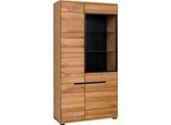 Vitrine HOME AFFAIRE "Vitrine LOLA B/T/H: 102,5/196,5/40,5cm", braun, B:102,5cm H:196,5cm T:40,5cm, FSC-zertifizierter Holzwerkstoff, Furnier, Glas, Massivholz, Schränke, Vitrine, Eiche teilmassiv, Türen mit dampfer