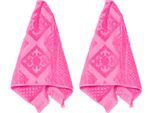 Gästehandtuch PAD "HARLEM, 30x50 cm", pink, B:30cm L:50cm, Frottee, Frottee, Handtücher, Made in Europe, Ton in Ton gestreift, mit Ornamenten, mit Fransen