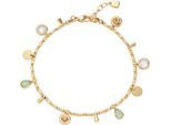 Armband LEONARDO "Ella", bunt (gelbgoldfarben, kristallweiß, gelb, aquablau, grün, kristallweiß), Armbänder, Damen, 20cm, Edelstahl, Armband, mit Glasstein, Zirkonia (synth.)