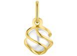 Kettenanhänger AMOR "Perle", gold (gelbgoldfarben, weiß), Schmuckanhänger, Damen, Gelbgold 375, 0,47 g, Kettenanhänger, Made in Germany - mit Wachsperle
