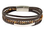 Edelstahlarmband ADELIA´S "Herren Armband aus Edelstahl mit Tigerauge" Gr. 21, braun, Armbänder, Herren, 21, Edelstahl, Edelstahlarmband