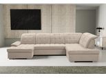 Wohnlandschaft WERK2 "Kordula-New Multifunktion Couch, Breite 332cm, bequem, U-Form", beige (creme), B:332cm H:105cm T:217cm, 95% Polyester, 5% Nylon, Sofas, Wohnlandschaft, Sofa in U-Form mit Schlaffunktion & Bettkasten, Schlafcouch