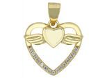 Kettenanhänger ADELIA´S "zeitloser Herz Anhänger aus 925 Sterling Silber", gold, Schmuckanhänger, Damen, Silber 925 (Sterlingsilber), Kettenanhänger