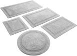 Badematte WECON HOME BASICS "Knut", licht grau, H:20mm, Baumwolle, Badematten, Badematte, waschbar, rutschfest, strapazierfähig, pflegeleicht, Bordüre, weich