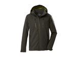 Softshelljacke KILLTEC "KOW 79 MN SFTSHLL JCKT", Herren, Gr. 3XL, braun (olivgrün), Oberseite: 92% Polyester, 8% Elasthan.Rückseite: 100% Polyester, Jacken Softshelljacke, Wasser- und windabweisende Softshelljacke, abnehmbare Kapuze