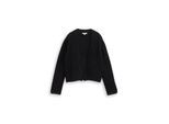 TOM TAILOR Damen Cardigan aus Federgarn, schwarz, Uni, Gr. XXXL