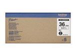 Brother HGE261V5 - Laminiertes Band - Schwarz auf Weiß - Rolle (3,6 cm x 8 m) - 5 Rolle(n) - für P-Touch PT-9500pc, PT-9