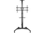 Fellowes mobiler TV-Ständer, Hoch-/Querformat, für 1 Bildschirm bis 70" und bis 50 kg, höhenverstell-/neigbar, 2 Ablageflächen, Kabelmanagement, schwarz
