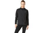 Regenjacke ASICS "ROAD PACKABLE JACKET", Damen, Gr. XL, schwarz, Web, Obermaterial: 100% Nylon, unifarben, normal, hoch geschlossener Ausschnitt, Raglanärmel elastischer Bund, Jacken Regenjacke