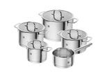 Zwilling Kochtopfset Trueflow , Edelstahl , Metall , 9-teilig , 16 cm,20 cm,16 cm , 2 L,3.5 L,6 L,3 L,1.5 L , Messskala, backofengeeignet, Abgießfunktion , Kochen, Töpfe, Topfsets