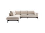 Mid.you Ecksofa, Creme, Metall, 6-Sitzer, Füllung: Polyurethan (Pur), Silikon, Ottomane links, L-Form, 293x200 cm, Made in EU, Wohnzimmer, Sofas & Couches, Wohnlandschaften, Ecksofas