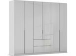 Drehtürenschrank OTTO HOME "Kleiderschrank Kleiderschränke Schrank Garderobe AGORDO mit Glasfront", grau (seidengrau, glas seidengrau), B:271cm H:229cm T:54cm, Holzwerkstoff, Schränke, Drehtürenschrank, mit Außenschubkästen, in 7 Breiten und 2 Höhen MADE IN GERMANY