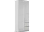 Drehtürenschrank OTTO HOME "Kleiderschrank Kleiderschränke Schrank Garderobe AGORDO mit Glasfront", grau (seidengrau, glas seidengrau), B:91cm H:229cm T:54cm, Holzwerkstoff, Schränke, Drehtürenschrank, mit Außenschubkästen, in 7 Breiten und 2 Höhen MADE IN GERMANY