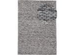 Wollteppich CARPETFINE "Sina, auch als Läufer", grau (dunkelgrau), B:240cm H:14mm L:340cm, Wolle, Teppiche, Handweb Teppich, reine Wolle, meliert, handgewebt, weich & kuschelig