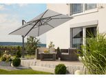 Ampelschirm SCHNEIDER SCHIRME "Rhodos Smart", grau (silbergrau), Obermaterial: 100% Polyester, Standschirme, BxL: 300x300 cm, Alu/Polyester, inkl. Plattenständer/Schutzhülle