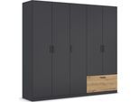 Drehtürenschrank RAUCH "Kleiderschrank Schrank Garderobe Wäscheschrank BARI", grau (graumetallic, eiche artisan), B:225cm H:210cm T:54cm, Holzwerkstoff, Schränke, Drehtürenschrank, mit Schubasten außen, moderner Griff in Graumetallic MADE IN GERMANY