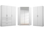 Schrank-Set RAUCH "Kleiderschrank Schrank Garderobe Garderobenschrank Eckschrank HOMBURG", weiß (alpinweiß, hochglanz weiß), B:253cm H:197cm T:208cm, Holzwerkstoff, Kastenmöbel-Sets, viel Stauraum, oberer Schubkasten mit Einteilung MADE IN GERMANY