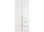 Drehtürenschrank OTTO HOME "Kleiderschrank Schrank Garderobe AGORDO mit Dekor- oder Hochglanzfront", weiß (alpinweiß, hochglanz weiß), B:91cm H:229cm T:54cm, Holzwerkstoff, Schränke, Drehtürenschrank, mit Außenschubkästen, in 7 Breiten und 2 Höhen MADE IN GERMANY