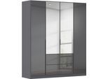 Drehtürenschrank OTTO HOME "Kleiderschrank Kleiderschränke Schrank Garderobe AGORDO mit Glasfront", grau (graumetallic, glas basalt), B:181cm H:210cm T:54cm, Holzwerkstoff, Schränke, Drehtürenschrank, mit Außenschubkästen, in 7 Breiten und 2 Höhen MADE IN GERMANY