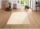 Wollteppich GOODPRODUCT "Kjara" Gr. 32, beige (natur), B:120cm H:40mm L:180cm, Wolle, Teppiche, Wollteppich, reine Wolle, Flokati-Stil, handgewebter Teppich, Uni-Farben, Hochflor