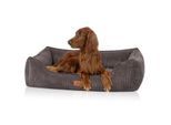 Knuffelwuff orthopädisches Hundebett aus Cord mit Handwebcharakter Nunavut braun/ grau XL