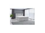 M-Punkt Boxspringbett KUBA mit Bettkasten Visco Topper LED 160 x 200 cm Webstoff Grau Bett Bettkasten Topper