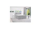 M-Punkt Boxspringbett KUBA KING mit Bettkasten 160 x 200 cm Webstoff Grau mit Visco Topper Bett Bettkasten Taschenfederkern