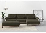 Ecksofa HOME AFFAIRE "Fjord L-Form", grün (khaki), B:324cm H:93cm T:184cm, 100% Polyester, Sofas, Ecksofa, massiv, wahlweise mit Armlehnfunktion, Kopf- Sitztiefenverstellung