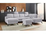 Wohnlandschaft HOME AFFAIRE "Lolland U-Form", silber, B:303cm H:88cm T:212cm, Struktur imprägniert - feucht abwischbar (100% Polyester);Struktur Flausch (90% Polyester, 10% Polyamid);Luxus-Microfaser ALTARA NUBUCK (100% Polyester), Sofas, Wohnlandschaft, Wahlweise mit Bettfunktion und Stauraum, auch mit abwischbarem Bezug