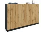 Schuhschrank BORCHARDT MÖBEL "Vaasa, Schuhregal 5-türig mit 18 verstellbaren Fächern", braun, B:190cm H:120cm T:35cm, Schränke, Schuhschrank