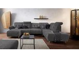 Wohnlandschaft HOME AFFAIRE "Manhattan U-Form", grau (anthrazit), B:345cm H:102cm T:247cm, Luxus Microfaser2 (90% Polyester, 10% Polyamid);Flachgewebe (100% Polyester);Luxus-Microfaser1 (100% Polyester), Sofas, Wohnlandschaft, 2 Sitze mit elektrischer Relaxfunktion, verstellbare Armlehnen