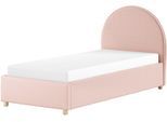 Boxbett VIPACK "Moon, mit Lattenrost und Stauraum, modernes Design", rosa, B:98cm L:213cm, Komplettbetten, inkl. Massivholz Füßen in natur, 3 Stoff Farben zur Auswahl