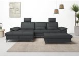 Ecksofa OTTO HOME "Costello L-Form, B: 301 cm mit Sitztiefen-, Armteilverstellung &", schwarz, B:301cm H:89cm T:176cm, Luxus-Microfaser (90% Polyester, 10% Polyamid);Samtoptik (100% Polyester), Sofas, Ecksofa, 3 Nierenkissen, optional Bettfunktion & Bettkasten