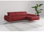 Ecksofa HOME AFFAIRE "Caluna", rot (feuerrot), B:280cm H:81cm T:174cm, Sofas, Ecksofa, Inkl.Sitztiefenverstellung, wahlweise mit Kopf- und Armteilverstellung