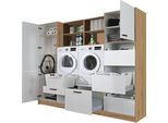 Schrank-Set EXPRESS KÜCHEN "Arta", braun (weiß, eichefarben astig), B:240cm, Holzwerkstoff, Kastenmöbel-Sets, Mehrzweckschrank, ohne Geräte, vormontiert, mit Soft-Close-Funktion, Stellbreite 245cm