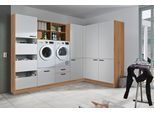 Schrank-Set EXPRESS KÜCHEN "Arta", weiß (weiß, eichefarben astig), B:310cm, Holzwerkstoff, Kastenmöbel-Sets, Mehrzweckschrank, vormontiert, mit Soft-Close-Funktion, Stellbreite 310x190cm