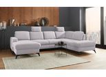 Wohnlandschaft HOME AFFAIRE "Lolland U-Form", silber, B:303cm H:88cm T:212cm, Struktur imprägniert - feucht abwischbar (100% Polyester);Struktur Flausch (90% Polyester, 10% Polyamid);Luxus-Microfaser ALTARA NUBUCK (100% Polyester), Sofas, Wohnlandschaft, Wahlweise mit Bettfunktion und Stauraum, auch mit abwischbarem Bezug