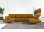 Wohnlandschaft SIT & MORE "Coco U-Form", gelb (mustard), B:382cm H:88cm T:242cm, 100% Polyester, Sofas, Wohnlandschaft, Sitztiefen-, Arm- und Kopfteilverstellung, Cord-Bezug, Fußhöhe 15 cm