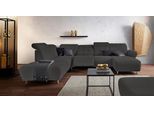 Wohnlandschaft HOME AFFAIRE "Manhattan U-Form", grau, B:345cm H:102cm T:247cm, Luxus Microfaser2 (90% Polyester, 10% Polyamid);Flachgewebe (100% Polyester);Luxus-Microfaser1 (100% Polyester), Sofas, Wohnlandschaft, 2 Sitze mit elektrischer Relaxfunktion, verstellbare Armlehnen