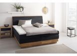 Boxspringbett OTTO HOME "JENNA in verschiedenen Farben und Breiten erhältlich", schwarz (carbone), B:204cm L:216cm, Komplettbetten, Boxspringbett, LED-Beleuchtung, mit zertifizierten, recycelten Bezugsstoffen