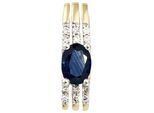 Kettenanhänger JOBO "Anhänger 18 mm lang", gelbgold 585, blau, Schmuckanhänger, Damen, P1 = bei 10-facher Vergrößerung erkennbare Einschlüsse, Diamanten Gelbgold 585, Diamanten, Gelbgold 585, Kettenanhänger, 14 Karat 585 Gold mit Saphir und 12 Diamanten